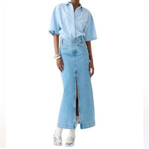 J.CREW denim maxi skirt in medium indigo wash